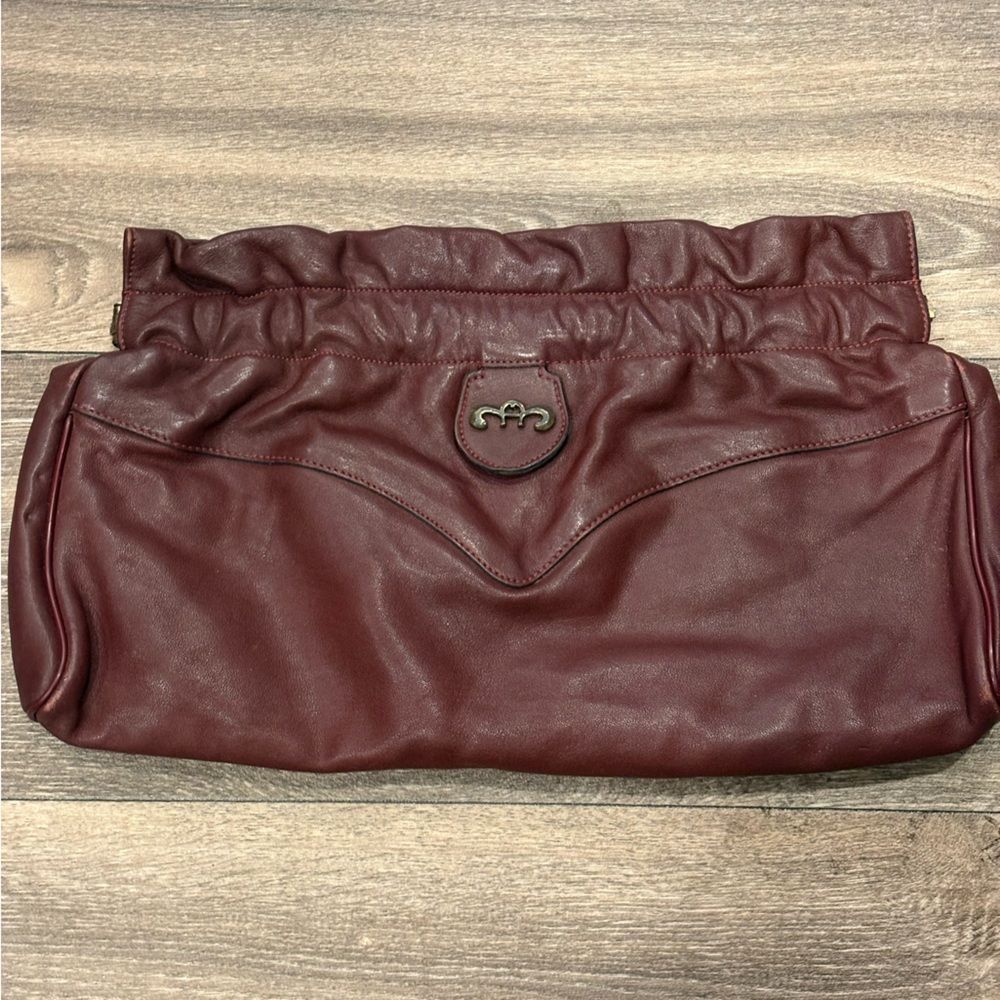 Etienne Aigner Vintage Oxblood Burgundy Leather Clutch Purse